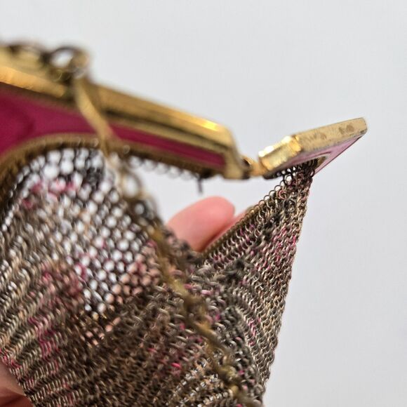 Vintage WHITING & DAVIS Pink Enameled Colorful Mesh Flapper Purse Tiny ~ READ - Picture 8 of 10